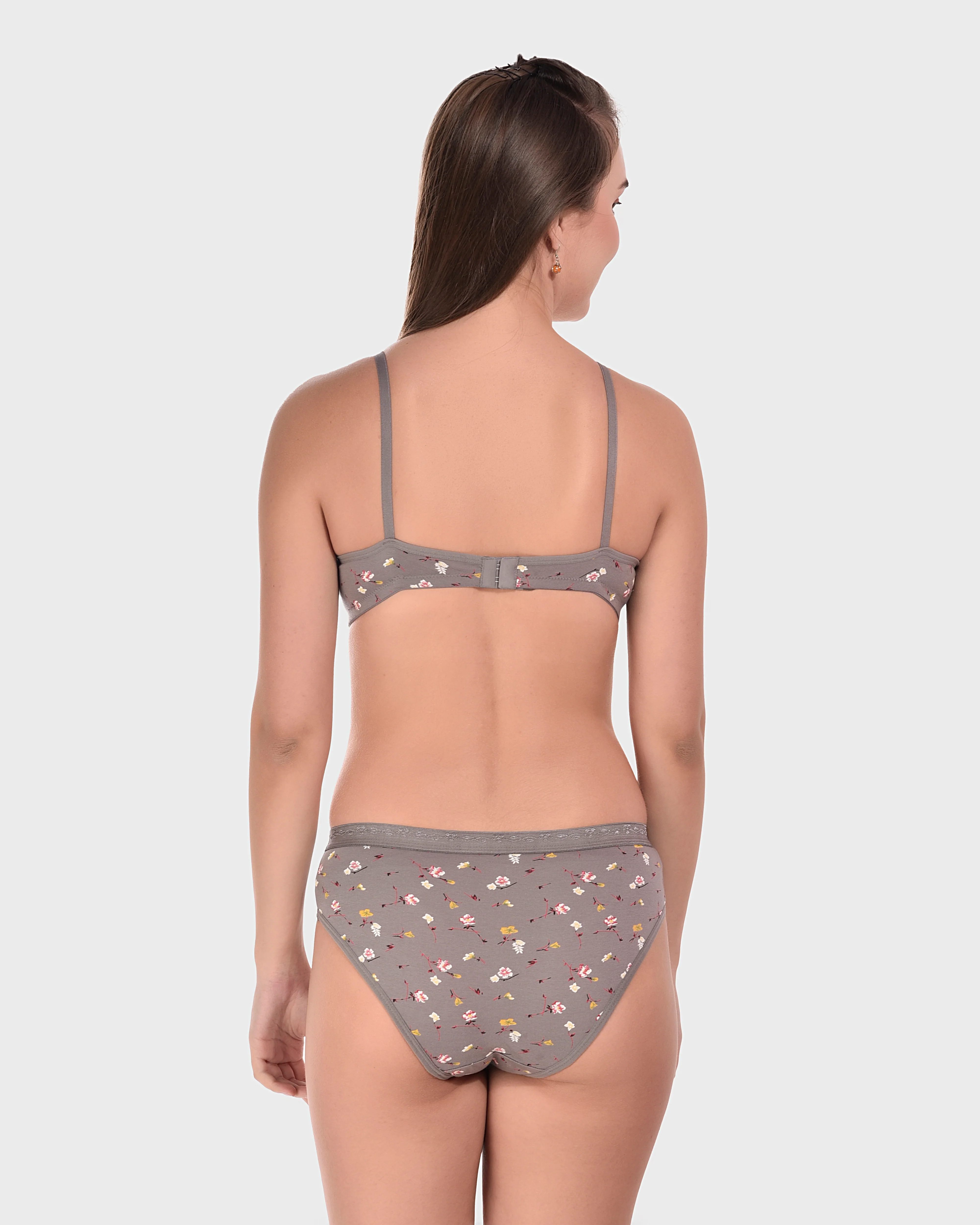 Bruchi Club Grey Floral Bra Panty Set - Image 3
