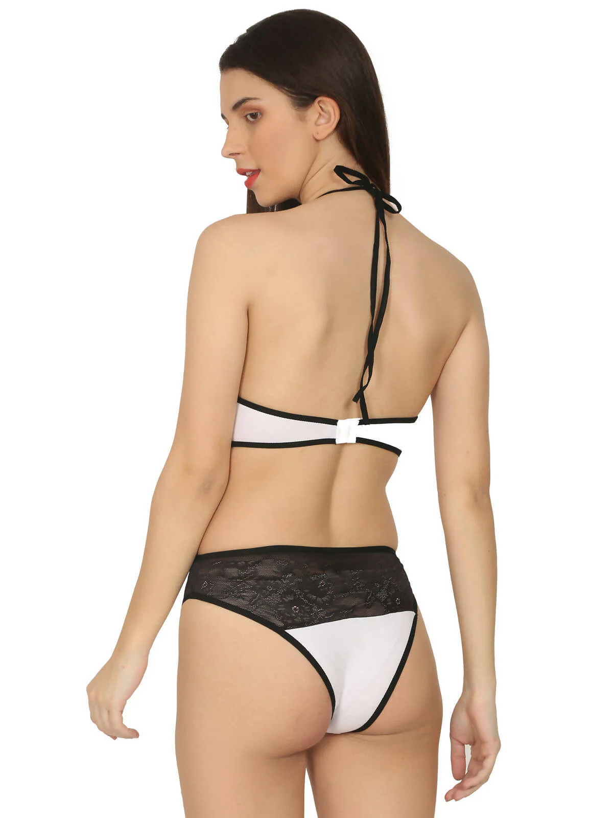 Fabura halter neck White & Black Lingerie Set - Image 3