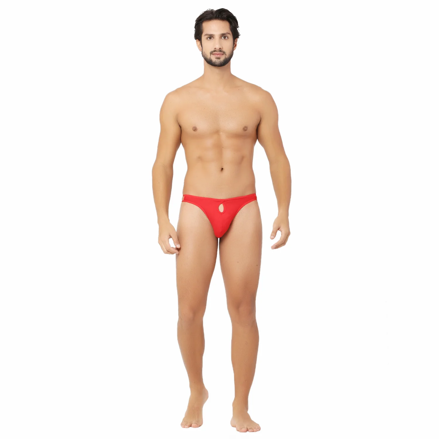 Men Bamboo Modal Red Thong Front Open Hole - Image 6