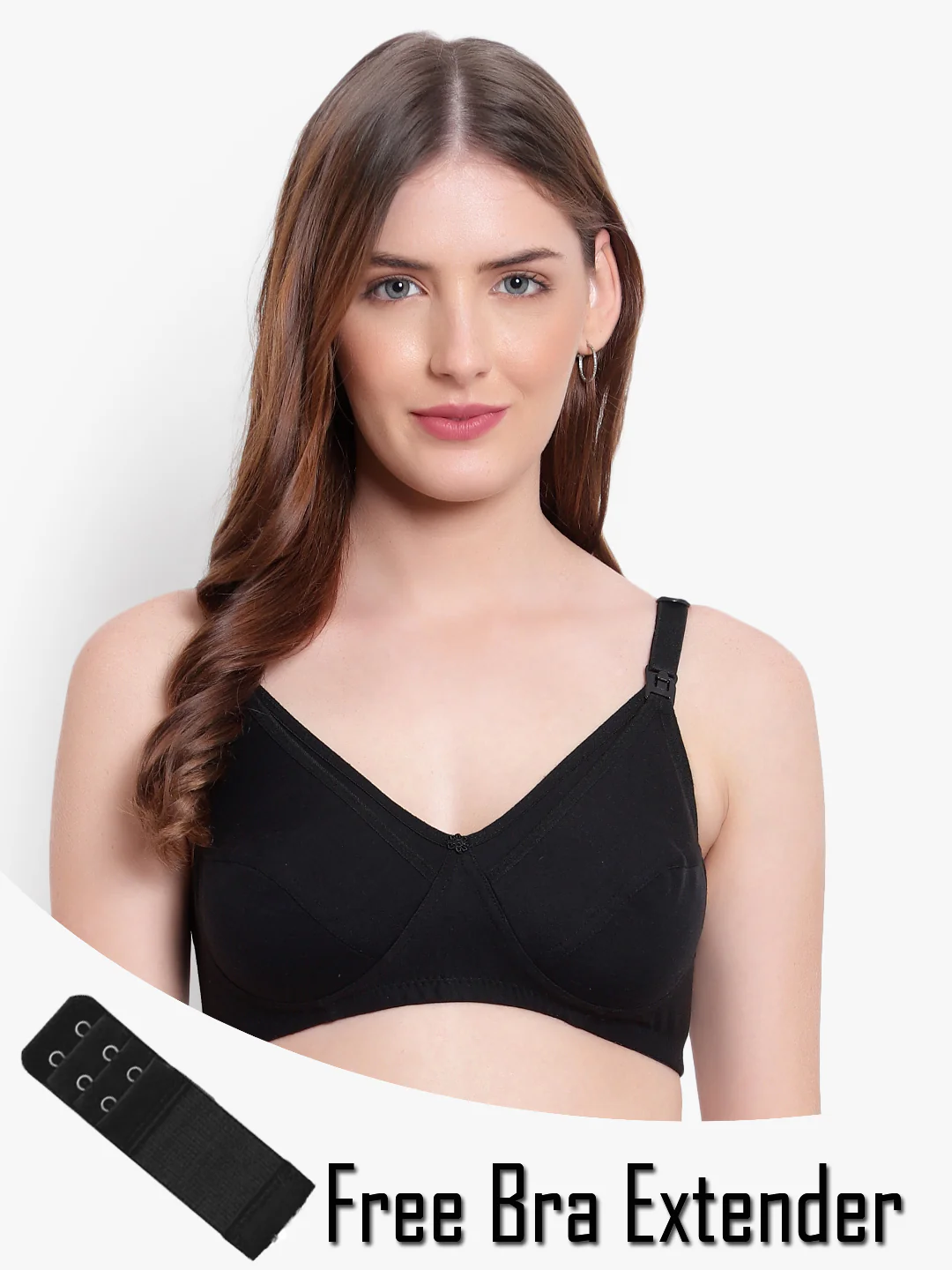 Black Non-Padded Non-Wired Cotton Feeding Bra - Image 6