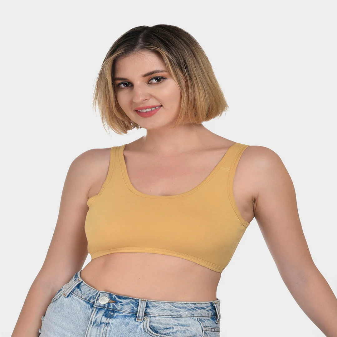 Cannyfit Sandalwood Cotton Elastance Wire-Free, Non-Padded Comfort Fit Sports Bra for women - Image 3