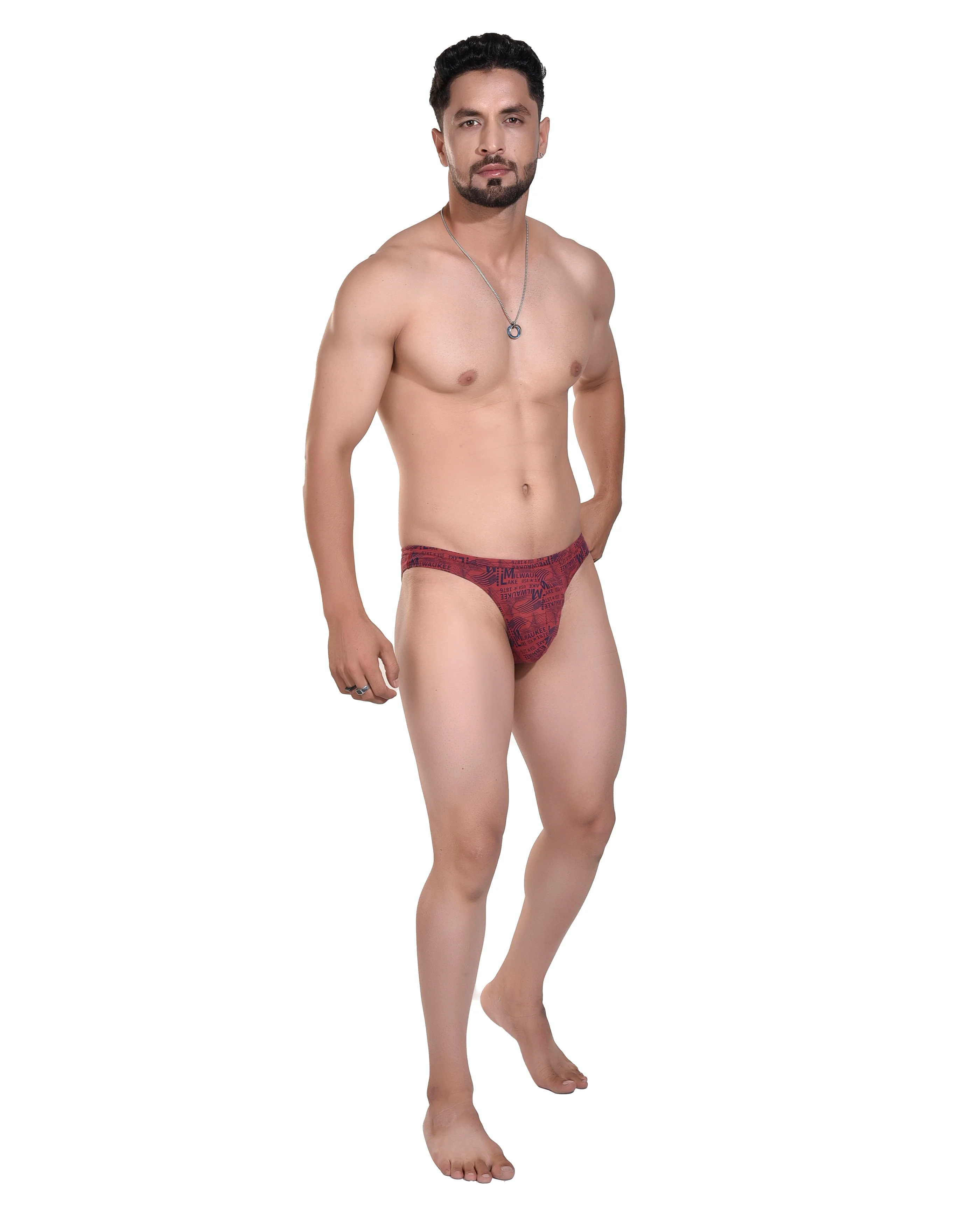 Men’s Maroon Printed Cheekini Brief – Minimal Design, Soft Support & Everyday Comfort - Image 4