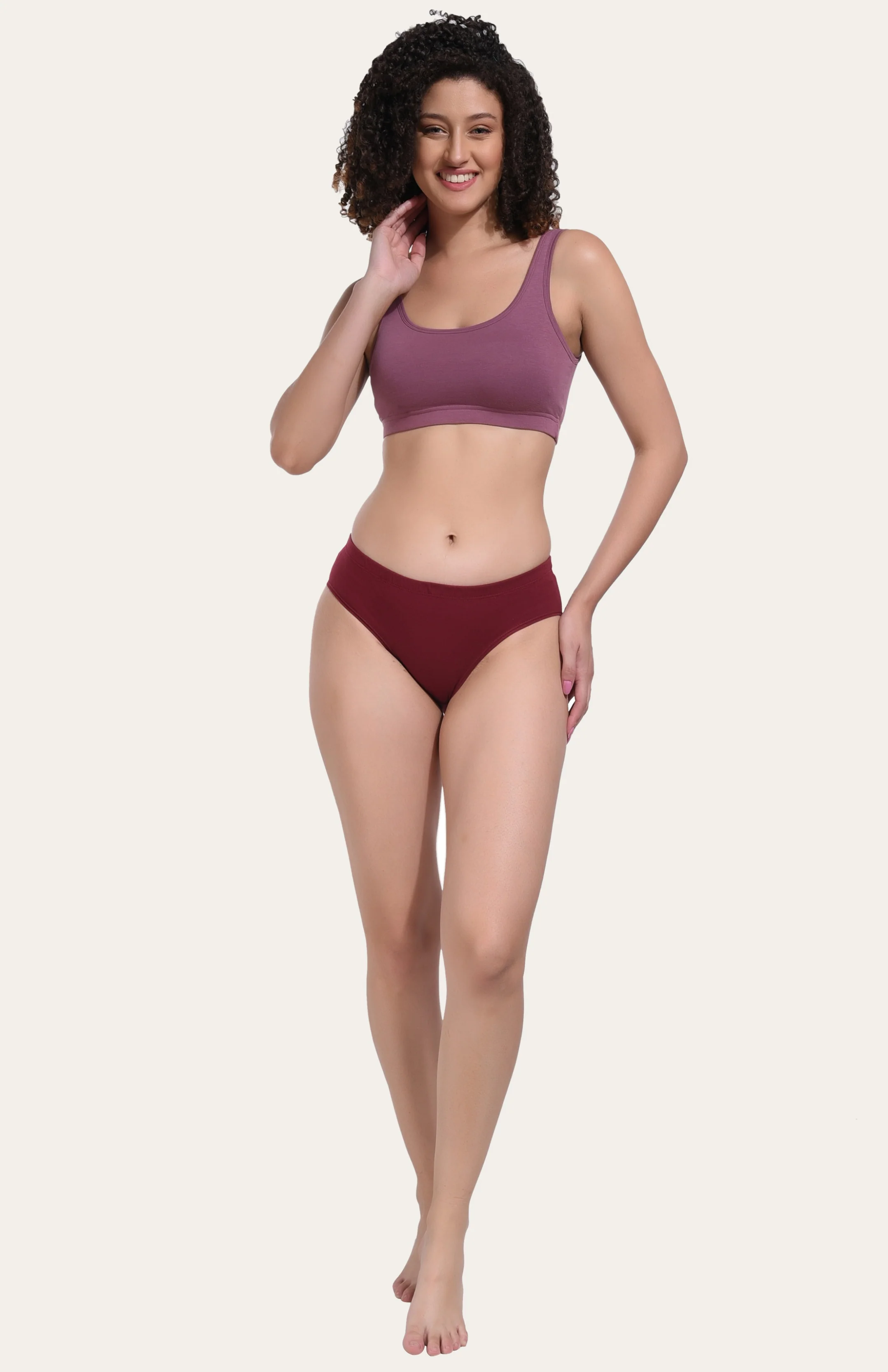 Solid Maroon Cotton Hipster Panty for women - Image 5