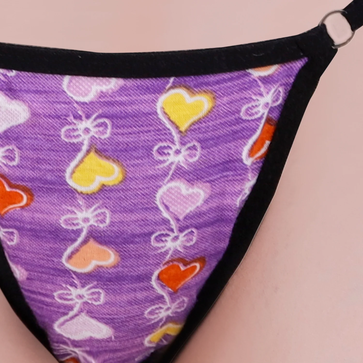 Women’s Purple Heart Print Adjustable String Thong Panty - Image 5